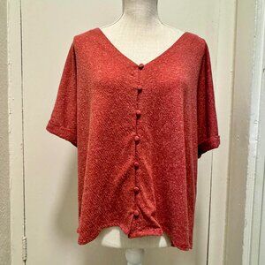 Belle by Belldini Short Sleeve Button Down Casual Top/M